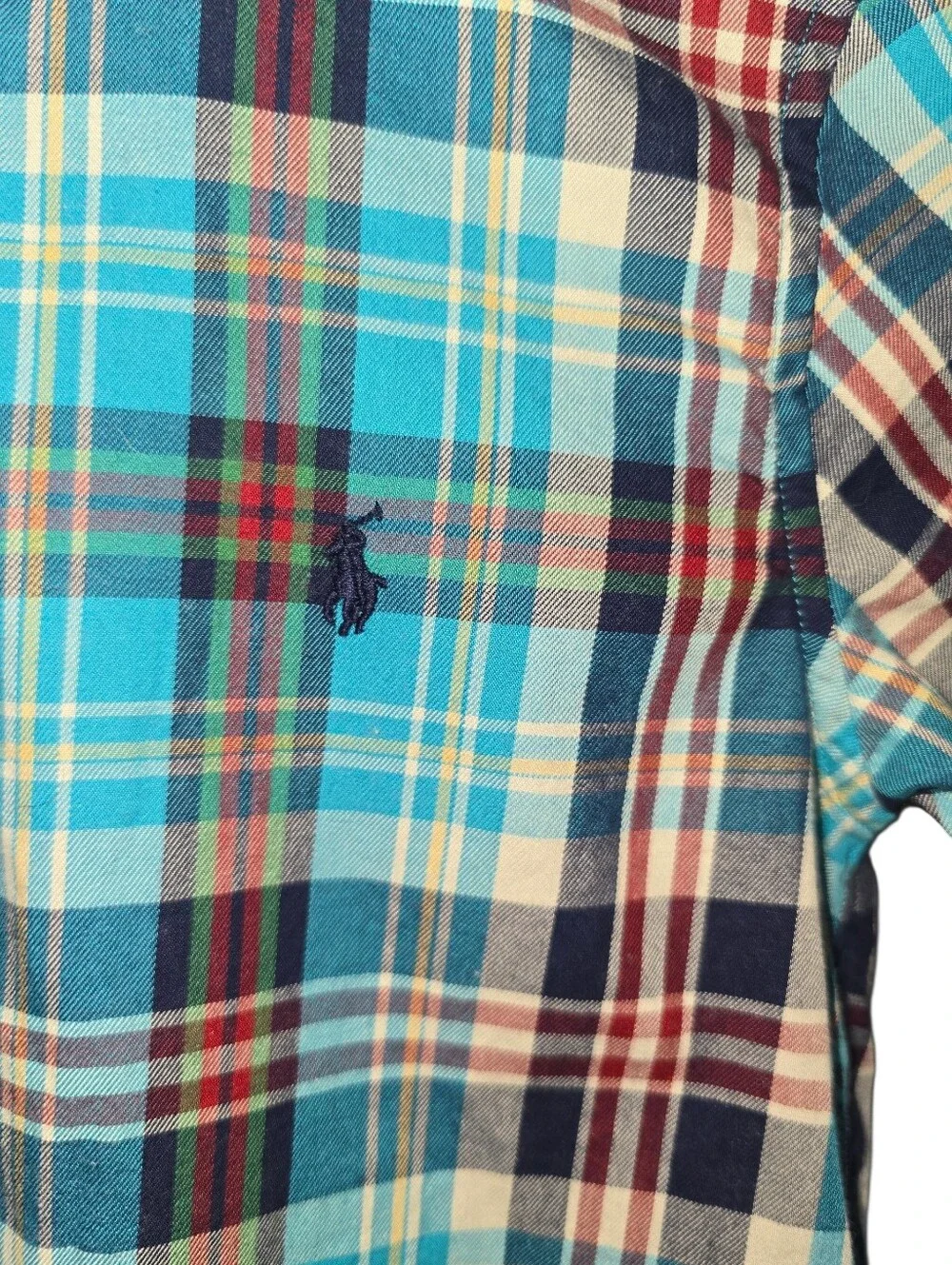 Ralph Lauren Boys Plaid Button-Down Long Sleeve Collar Shirt 100% Cotton Size 7